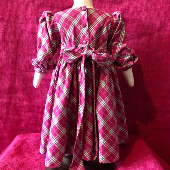 Strasburg Pink Plaid Smocked Dress -2 - Picture 5 of 5